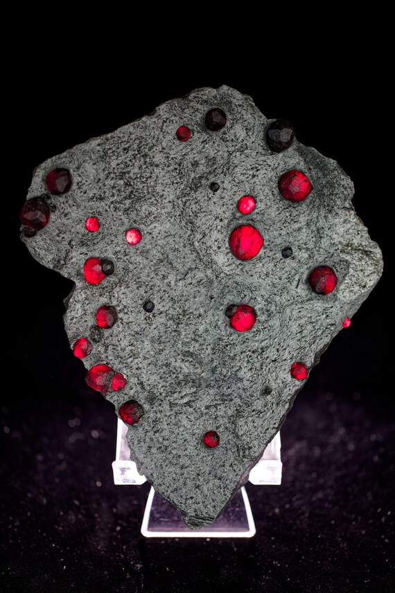 Almandine Garnet with Graphite and Dravite, view 11