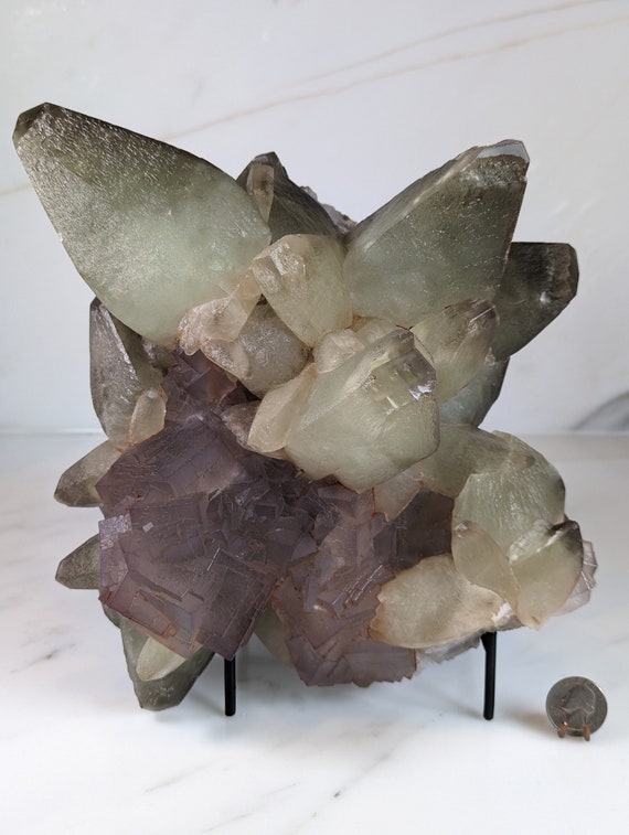 Fluorite with Dogtooth Calcite, view 6