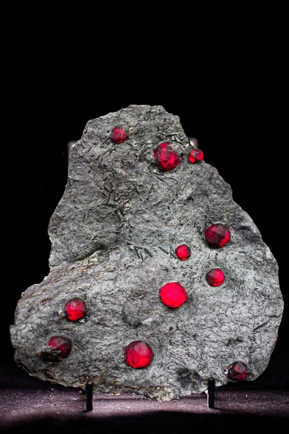 Almandine Garnet with Graphite and Dravite