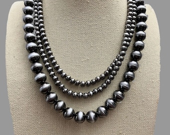 Desert Dreamer 3-Strand Layered Western Faux Sterling Pearl Necklace