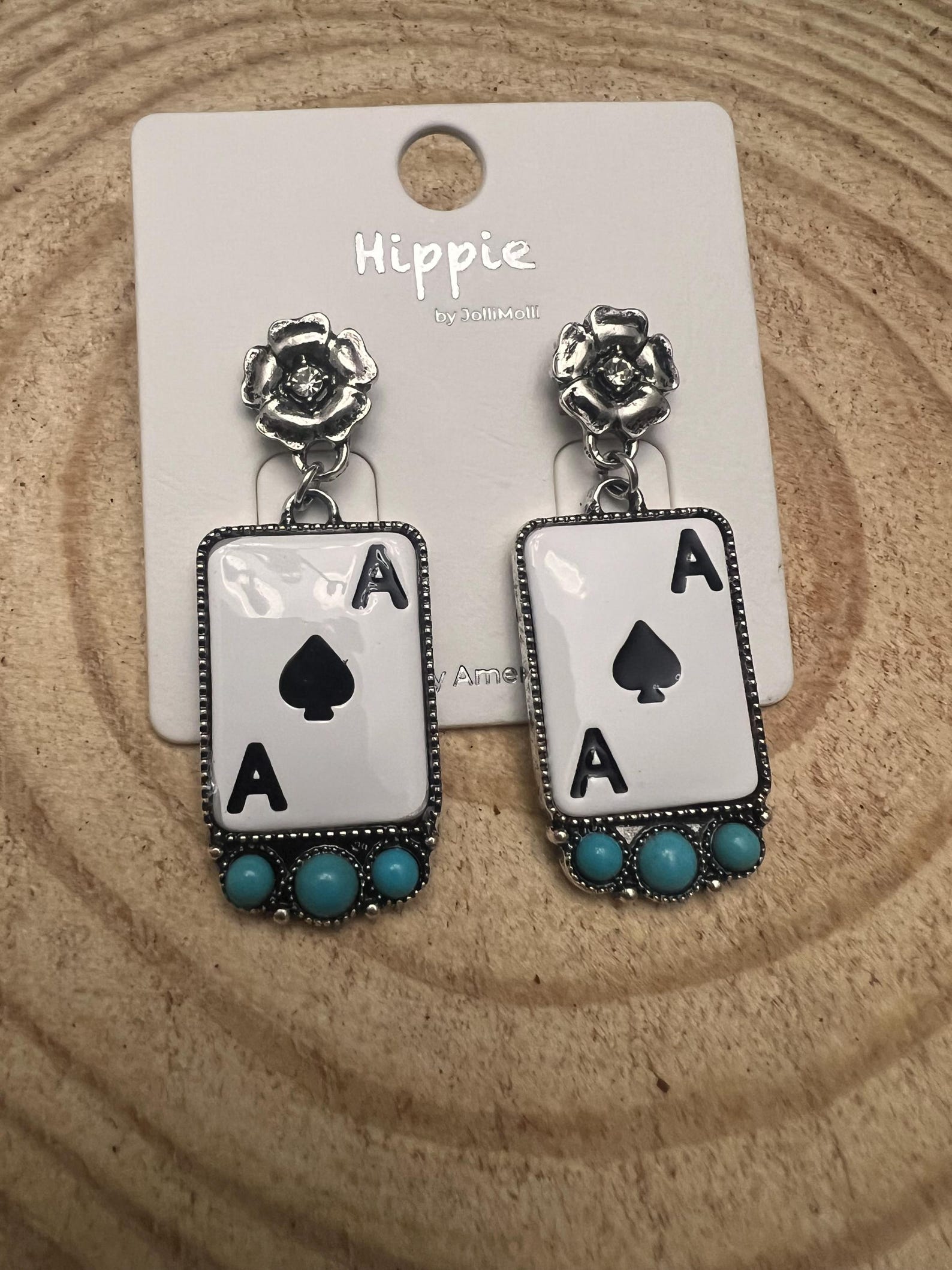 Spade Rurquose Ace of Spades and Faux Turquoise Card Theme Earrings - 2 Inch Drop - Etsy