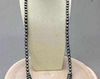 Navajo Style Pearl Necklace &amp; Earring Set - 48 inch