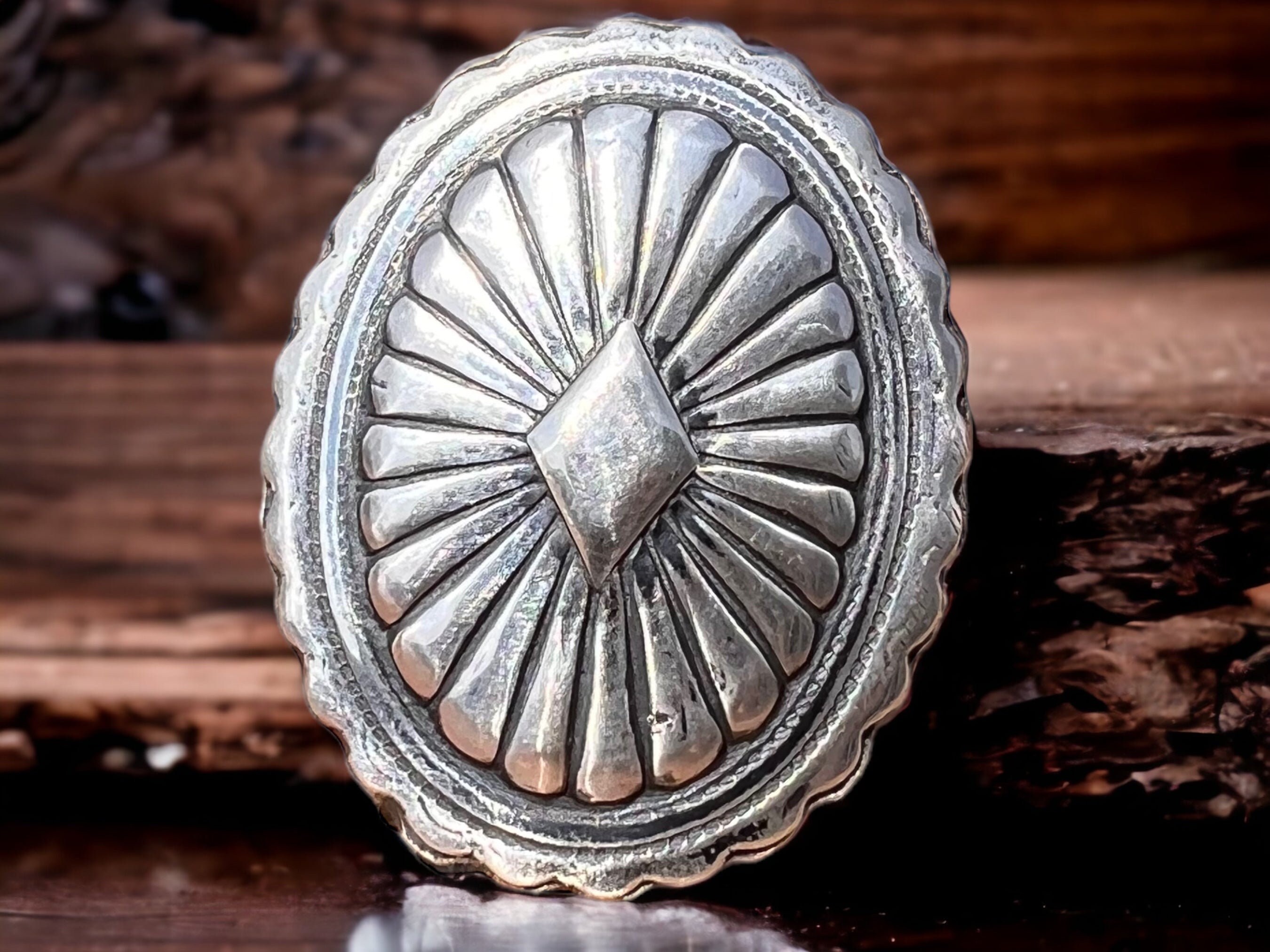 Boucle De Ceinture Vintage Argentée Style Southwest Amérindien - Taille Petite