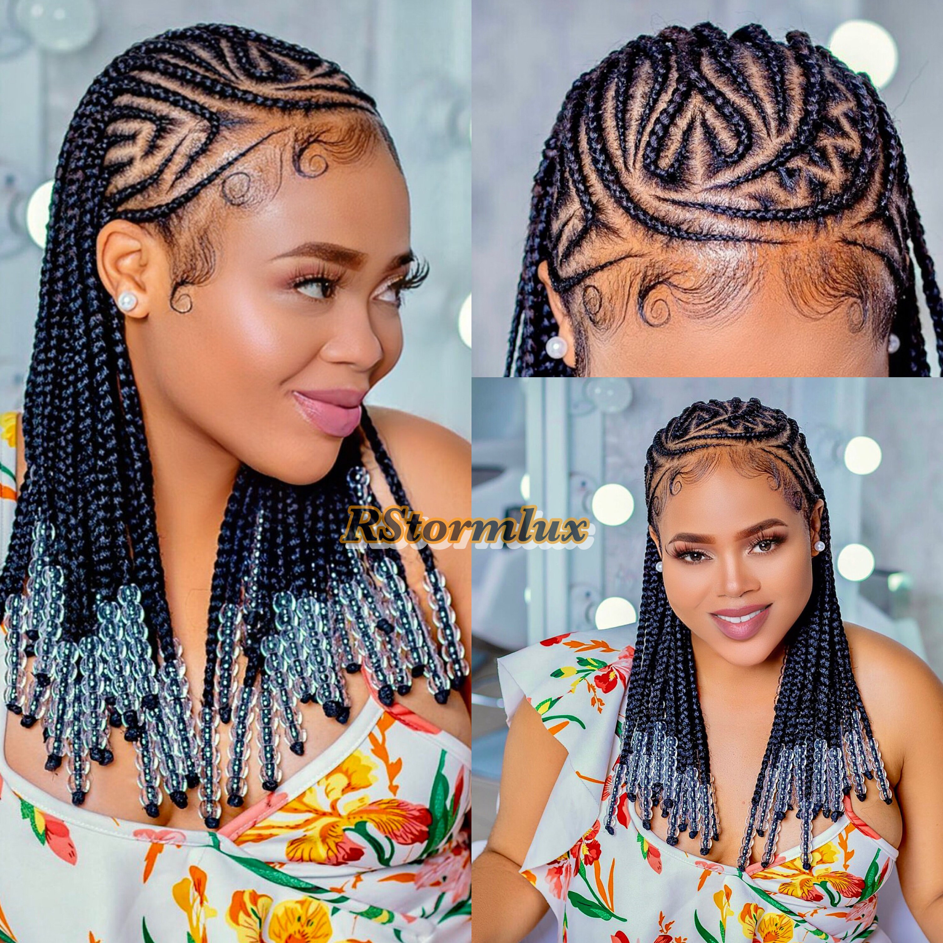 Fulani Cornrow Braided Wig for Black Women Short Beaded Full - Etsy