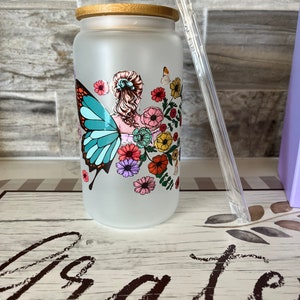 16 oz glass tumbler with lid
