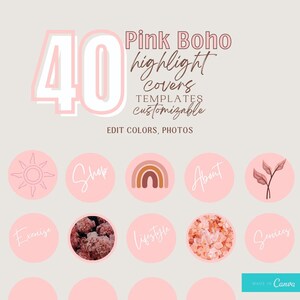 Pink boho Instagram highlight covers, instagram icons, highlight covers for instagram, instagram stories background, story highlight
