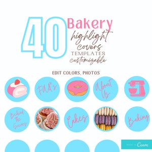 Bakery highlight covers, instagram highlight covers, instagram templates, digital instagram highlight covers