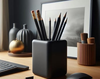 Square Pencil Holder | Minimal Desk Organiser | Modern Office Pen Cup | 3D Printed Desk Accessory