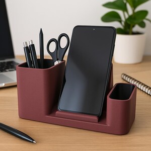 Modern desk organizer with phone stand – multi-compartment storage for pens, stationery & office supplies