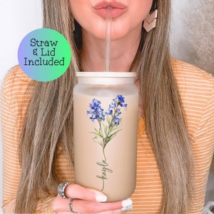 Personalized Birth Flower Coffee Cup With Name Personalized Birth Flower Tumbler Bridesmaid Proposal Gifts for Her Party Favor Gift For Her