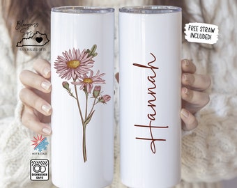 Personalized Birth Flower Tumbler With Name, Birth Flower Gift, Bridesmaid Proposal Gift For Her, Birthday Gift, God Mother Proposal Gift