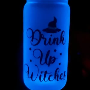 Glow In The Dark Spooky Halloween Cup - Color Changing Glass Tumbler For Iced Coffee Cup Gift For Her - Funny Party Cup For Birthday