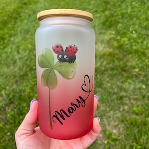 Personalized Tumbler With Name Gift For Her Custom Ombre Tumbler Cute Ladybug Design For Birthday Personalized Christmas Gift With Name