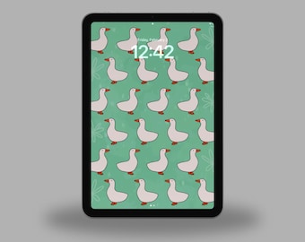 Silly Goose Phone Wallpaper for iPhone | Android Cute Animals, Bird Background, Digital Download, Fun Lockscreen Theme for IOS, White Goose