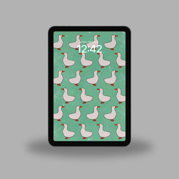 Dummer Gans Handy Wallpaper für iPhone | Android süße Tiere, Vogel Hintergrund, Digital Download, Spaß Sperrbildschirm Theme für IOS, Weiße Gans