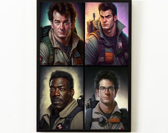 Ghostbusters Wall Art Digital Art Poster AI generated | Mancave birthday gift for him | Movie film fan buff | 1980&#39;s 80&#39;s retro vintage