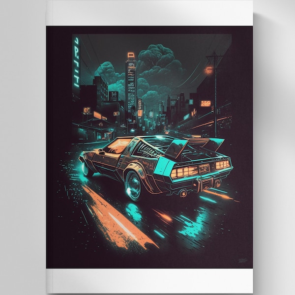 Back to the Future DeLorean | Wall Art Digital Download Poster | Birthday Gift for Movie Fans | 1980s Nostalgia Retro Look