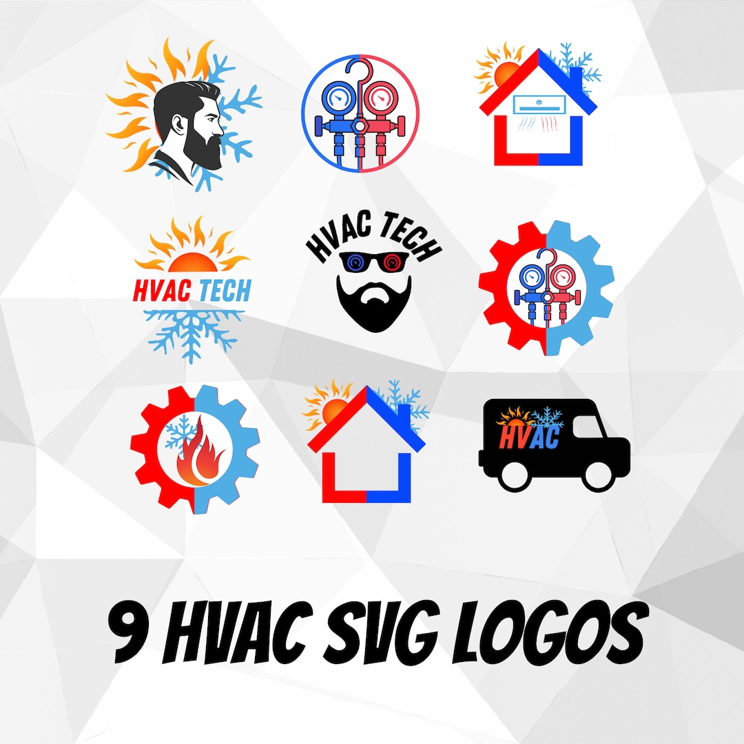 9 Heating and Cooling Logos SVG, PNG, PDF, Heating and Cooling, Heating, Ventilation, and Air