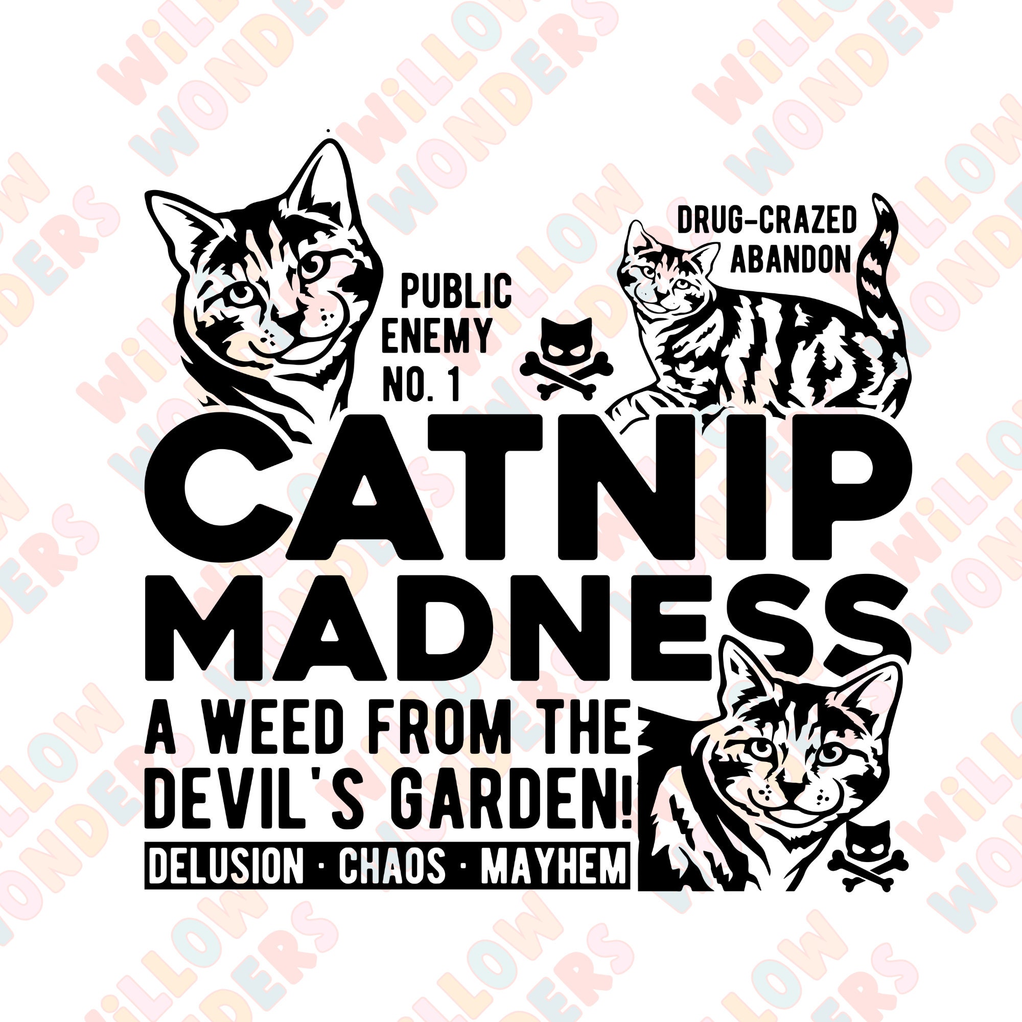 Catnip Madness, Cat Crazy, SVG PNG, Sublimation Design, Vector Graphic ...