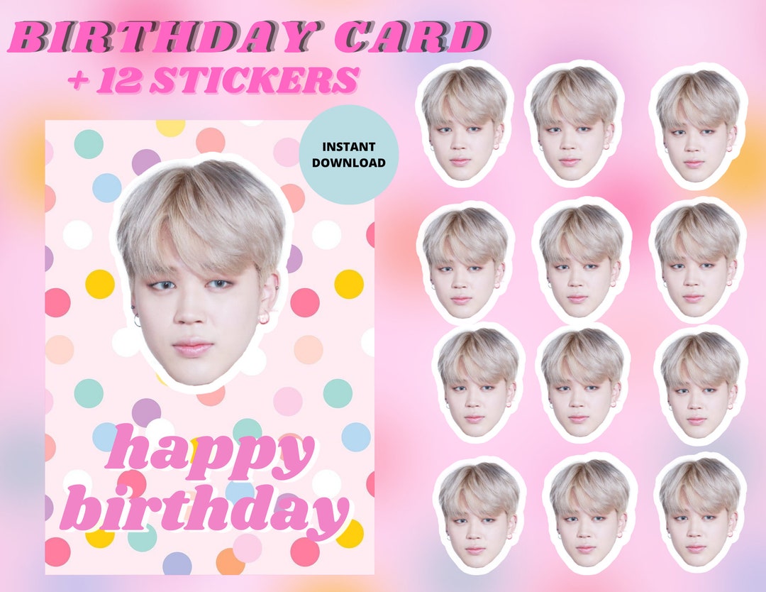 Jimin Birthday Card/ Jimin Stickers / BTS Jimin Party Bundle/ BTS ...