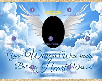 Your Wings Were Ready memorial photo frame customizable 20 oz sublimation tumbler wrap transparent png