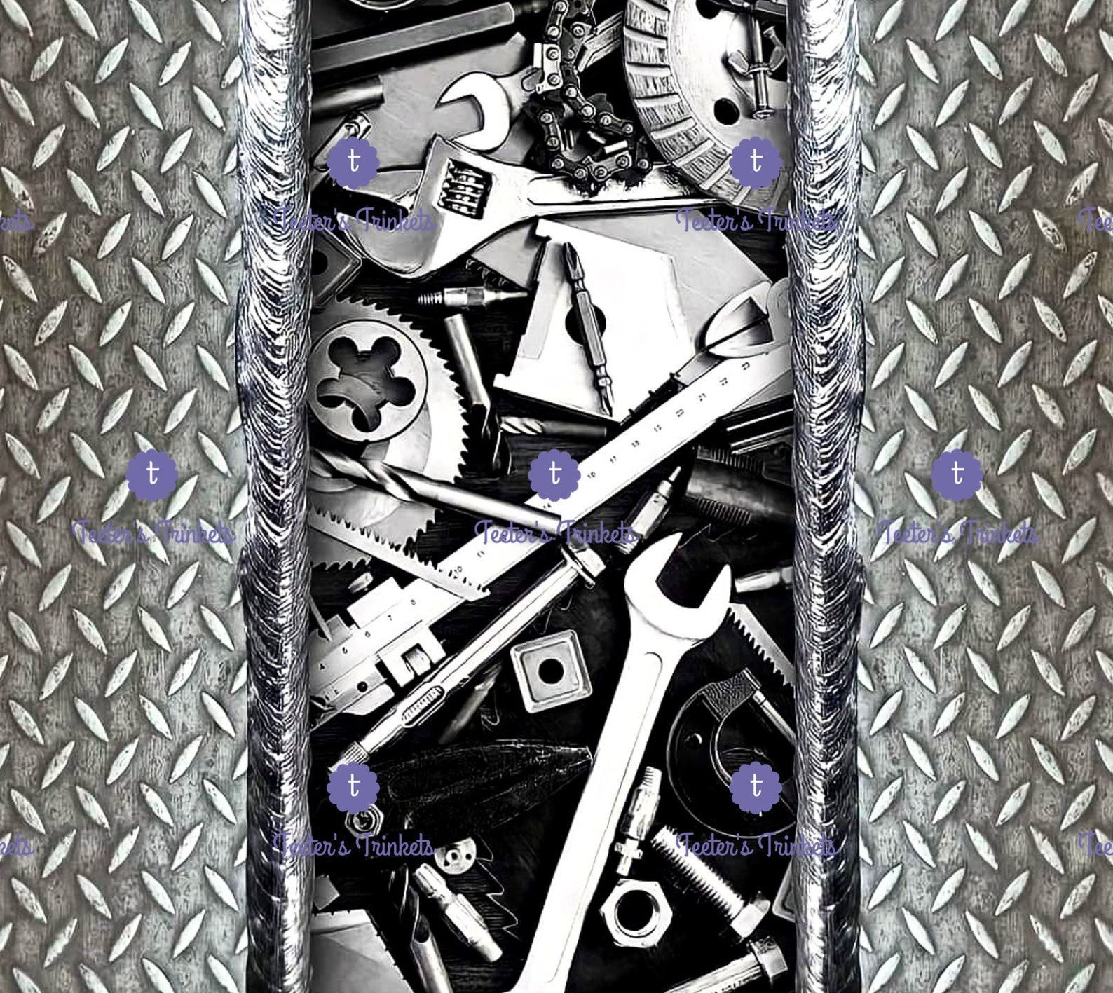 Diamond plate tools chrome 20oz sublimation tumbler wrap etsy