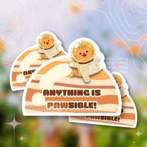 Cat Astronaut || Cute Die Cut Waterproof Laptop & Waterbottle Sticker