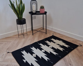 Handmade Mexican Zapotec Wool Rug ~ Boho Home Decor
