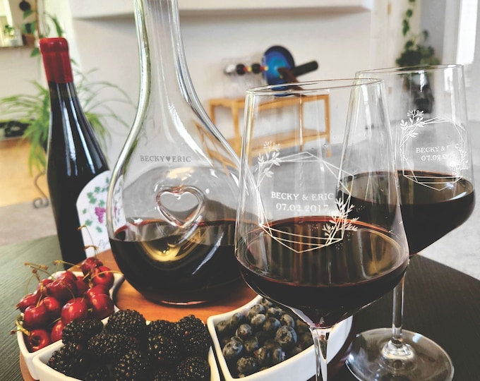 Wine Decanter, Custom Decanter Gift Set, Heart Shaped Decanter With ...