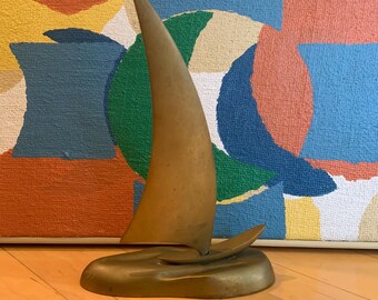 Vintage MCM Brass Sailboat