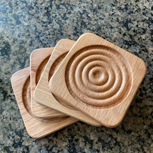 Vintage MCM Set of 4 Teak Coasters