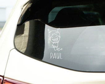 Car sticker - Child's name - Baby On Board - Lettering - Rear window - Personalized -