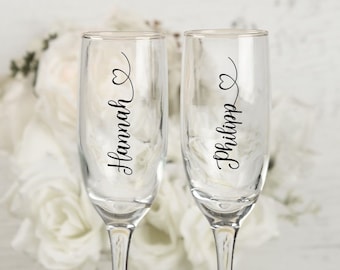 Personalisierte Aufkleber / Etiketten / Sticker zur Hochzeit / JGA / Taufe / Geburtstag / Feier für Sektglas / Weinglas / Glas