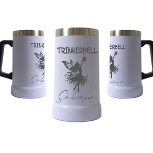Lasergravierter Edelstahl Bierkrug - Trinkerbell- Personalisiert