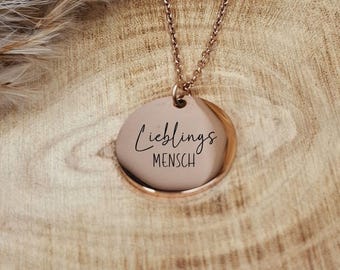 Necklace favorite person - rose, gold or silver engraving - fashion jewelry - gift