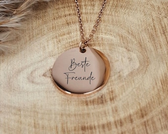 Best Friends Necklace - Rose, Gold or Silver - Engraving - Fashion Jewelry - Gift