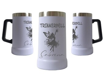 Laser engraved stainless steel beer mug - Drinkerbell - Personalized