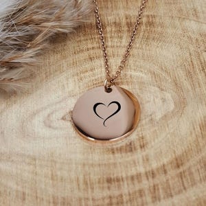 Heart Necklace - Rose, Gold or Silver - Engraving - Fashion Jewelry - Gift