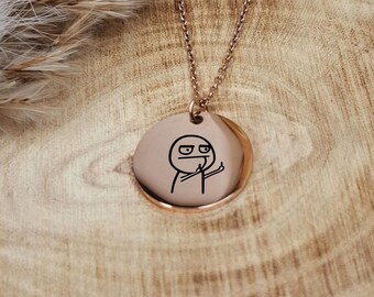 Necklace with motif - rose, gold or silver - engraving - fashion jewelry - gift - funny