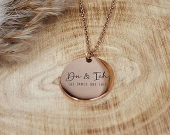 Necklace You & Me forever and ever - Rose, Gold or Silver - Engraving - Fashion Jewelry - Gift