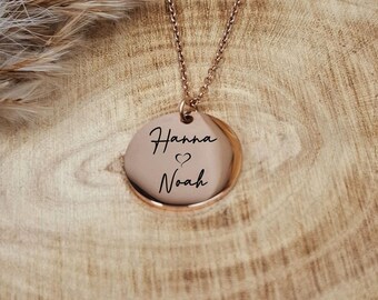 Personalized Necklace - Rose, Gold or Silver Engraving - Fashion Jewelry - Gift