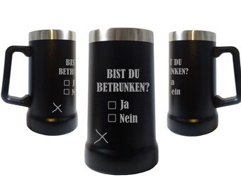 Laser-engraved stainless steel beer mug - alcohol test - personalized
