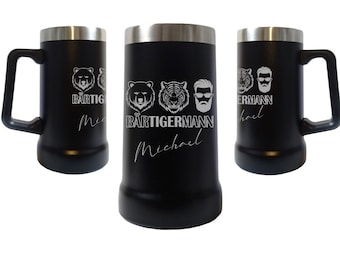 Laser engraved stainless steel beer mug for real men - Personalized