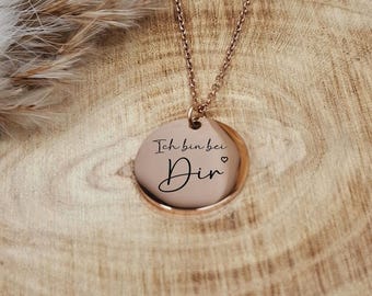 Necklace I am with you - rose, gold or silver engraving - fashion jewelry - gift