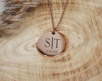Personalized Necklace - Rose, Gold or Silver Engraving - Fashion Jewelry - Gift