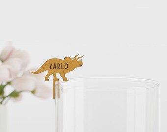 Dinosaur name tag - glass pendant - place card