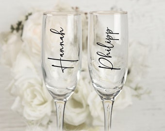 Personalisierte Aufkleber / Etiketten / Sticker zur Hochzeit / JGA / Taufe / Geburtstag / Feier für Sektglas / Weinglas / Glas