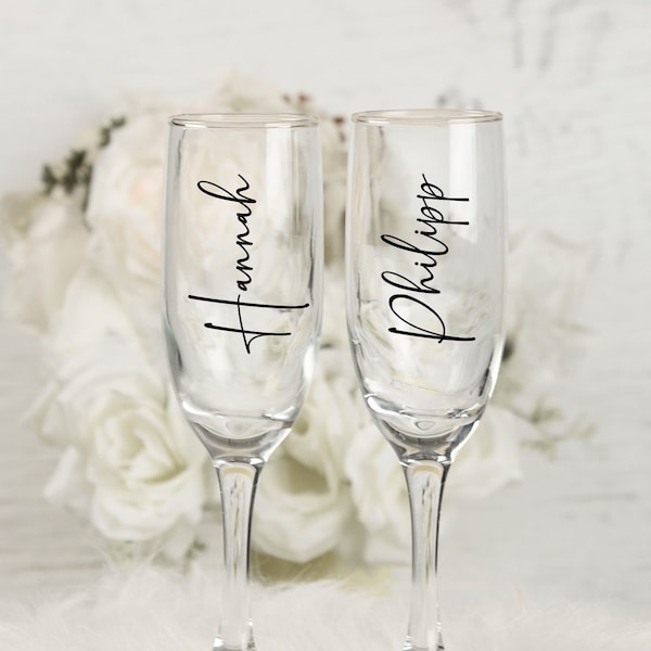 Personalisierte Aufkleber / Etiketten / Sticker zur Hochzeit / JGA / Taufe / Geburtstag / Feier für Sektglas / Weinglas / Glas