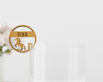 Horse nameplate - glass pendant - place card
