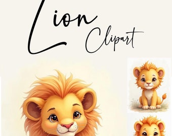 Lion - Watercolor - Clipart - Digital Download - Nursery - Motif - JPEG - Motif
